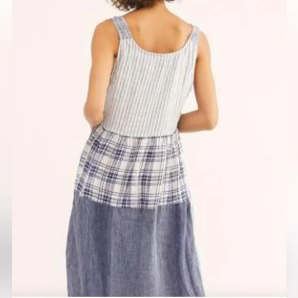 Free People CP Shades Linen Patchwork Dress - Picture 3 of 16
